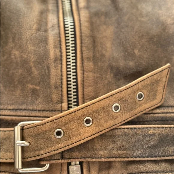 Vintage 90’s Men’s Brown Leather Bomber Jacket - Picture 14 of 16